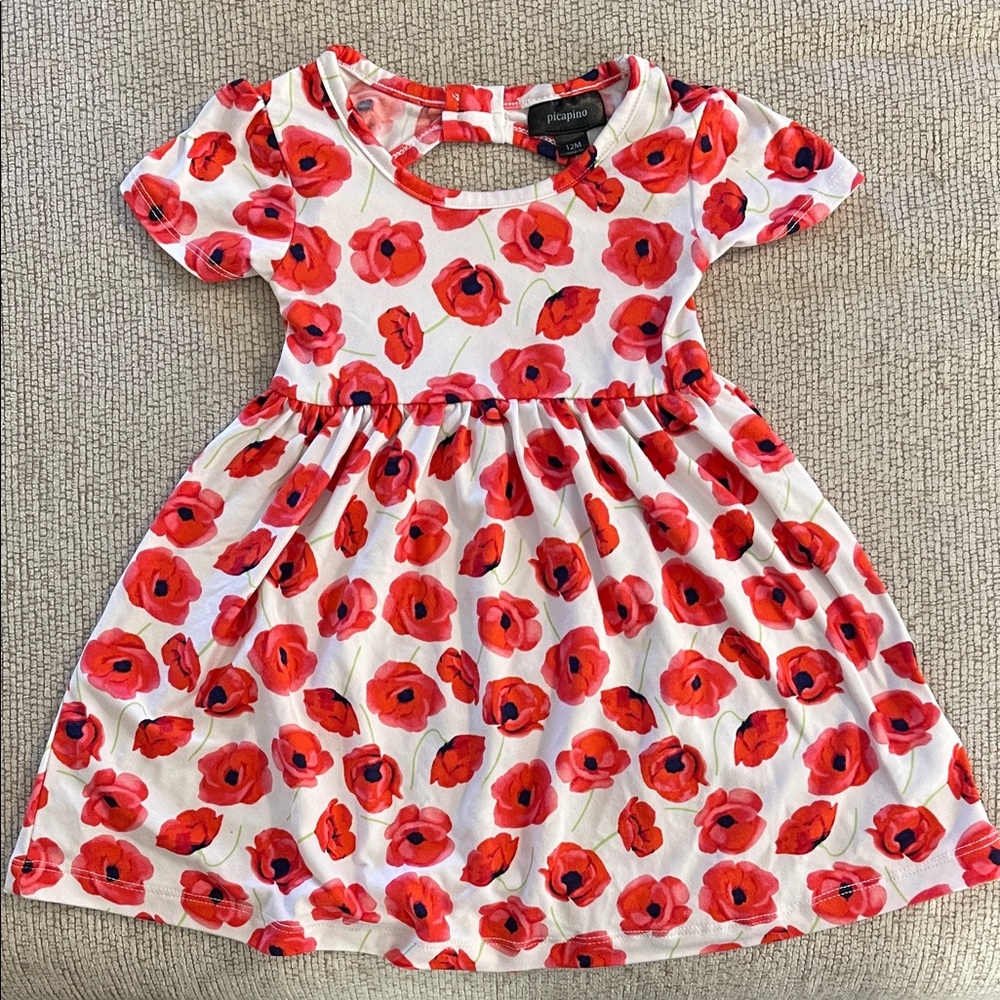 Floral Kids Baby Poppies Dress in Red by Picapino